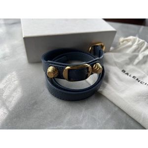 Balenciaga Triple Tour bracelet blue with gold hardware
